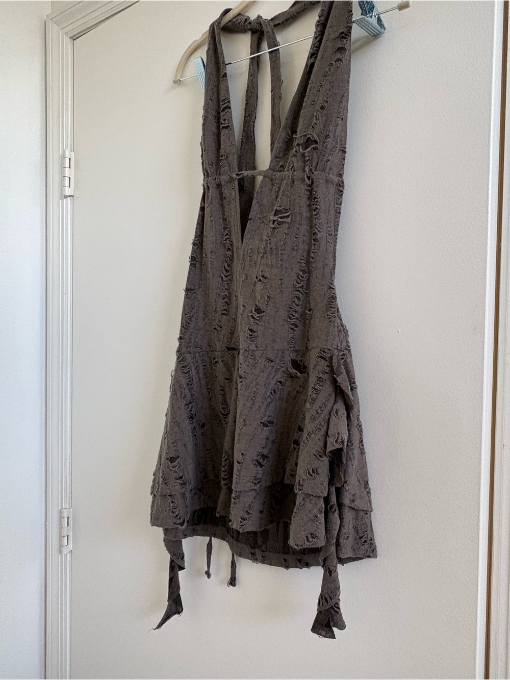 Edikted Backless Gray Ruffled Mini Dress - Picture 5 of 6